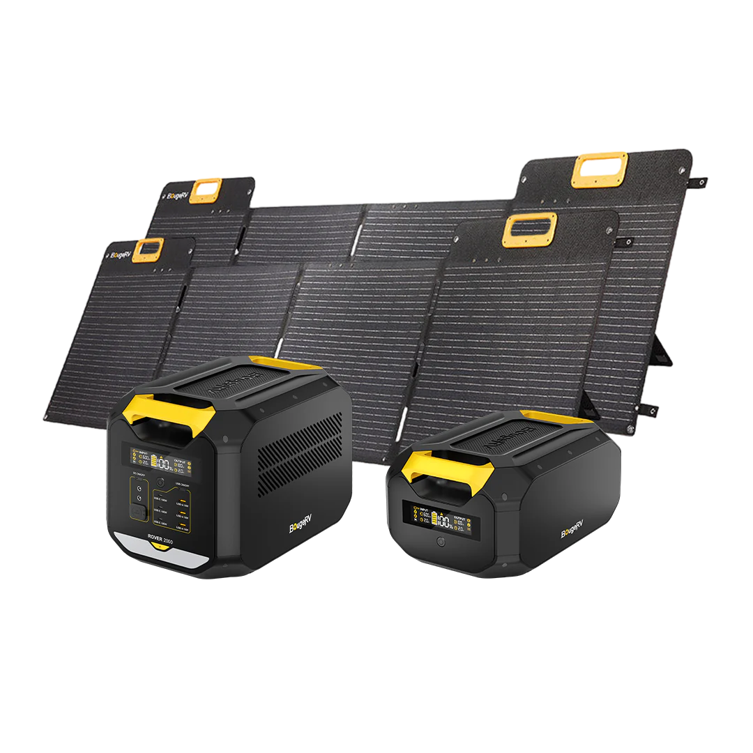 BougeRV ROVER2000 Semi-solid Solar Generator (4016Wh) & 400W(2x200W) Portable Solar Panel